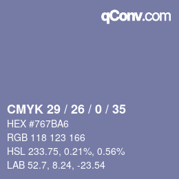 Código de color: CMYK 29 / 26 / 0 / 35 | qconv.com