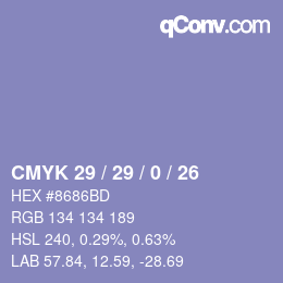 Color code: CMYK 29 / 29 / 0 / 26 | qconv.com