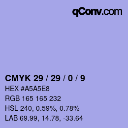 カラーコード: CMYK 29 / 29 / 0 / 9 | qconv.com