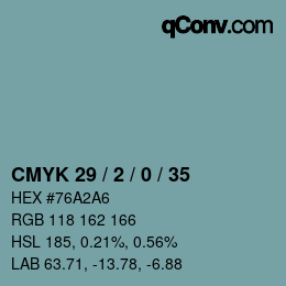 Código de color: CMYK 29 / 2 / 0 / 35 | qconv.com