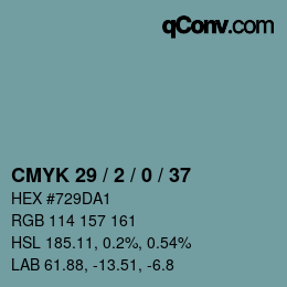 Farbcode: CMYK 29 / 2 / 0 / 37 | qconv.com