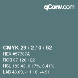 颜色代码: CMYK 29 / 2 / 0 / 52 | qconv.com