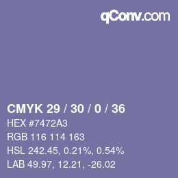 Color code: CMYK 29 / 30 / 0 / 36 | qconv.com