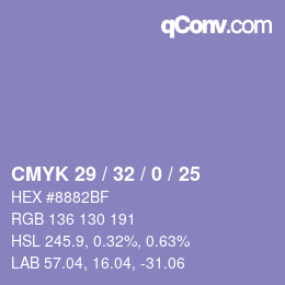 Color code: CMYK 29 / 32 / 0 / 25 | qconv.com