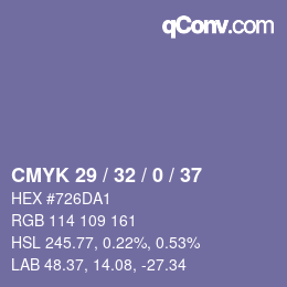 Color code: CMYK 29 / 32 / 0 / 37 | qconv.com