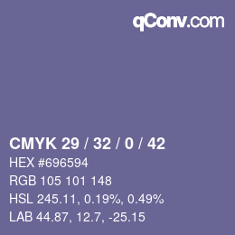 Farbcode: CMYK 29 / 32 / 0 / 42 | qconv.com