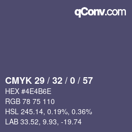 Color code: CMYK 29 / 32 / 0 / 57 | qconv.com