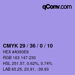 颜色代码: CMYK 29 / 36 / 0 / 10 | qconv.com