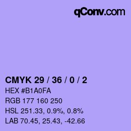 カラーコード: CMYK 29 / 36 / 0 / 2 | qconv.com