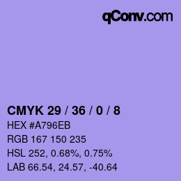 Color code: CMYK 29 / 36 / 0 / 8 | qconv.com