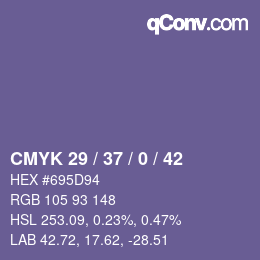 Farbcode: CMYK 29 / 37 / 0 / 42 | qconv.com