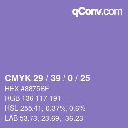 颜色代码: CMYK 29 / 39 / 0 / 25 | qconv.com