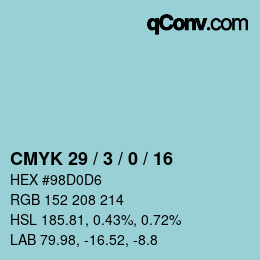 Color code: CMYK 29 / 3 / 0 / 16 | qconv.com