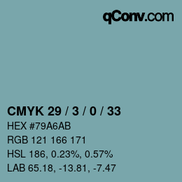 Color code: CMYK 29 / 3 / 0 / 33 | qconv.com