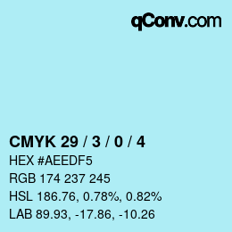 Color code: CMYK 29 / 3 / 0 / 4 | qconv.com