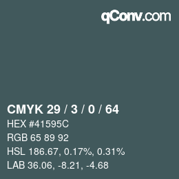 カラーコード: CMYK 29 / 3 / 0 / 64 | qconv.com