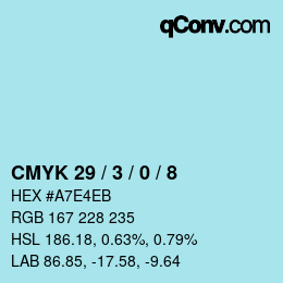 颜色代码: CMYK 29 / 3 / 0 / 8 | qconv.com