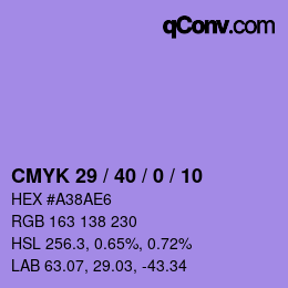 Farbcode: CMYK 29 / 40 / 0 / 10 | qconv.com