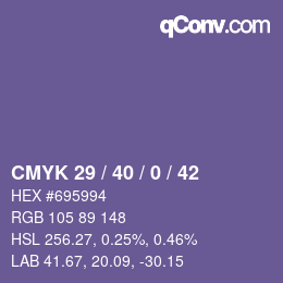 颜色代码: CMYK 29 / 40 / 0 / 42 | qconv.com
