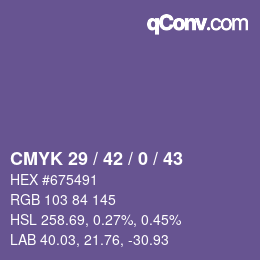 カラーコード: CMYK 29 / 42 / 0 / 43 | qconv.com