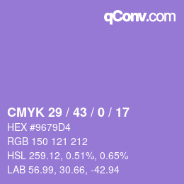 Código de color: CMYK 29 / 43 / 0 / 17 | qconv.com