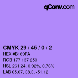 Farbcode: CMYK 29 / 45 / 0 / 2 | qconv.com