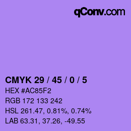 Color code: CMYK 29 / 45 / 0 / 5 | qconv.com