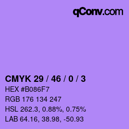 Color code: CMYK 29 / 46 / 0 / 3 | qconv.com