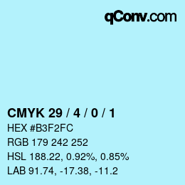 カラーコード: CMYK 29 / 4 / 0 / 1 | qconv.com