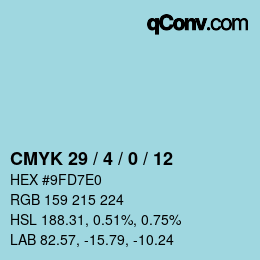 颜色代码: CMYK 29 / 4 / 0 / 12 | qconv.com