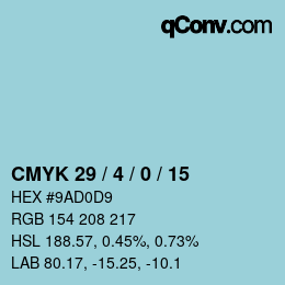 Code couleur: CMYK 29 / 4 / 0 / 15 | qconv.com