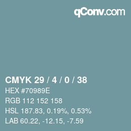 颜色代码: CMYK 29 / 4 / 0 / 38 | qconv.com