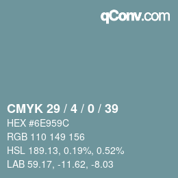 Farbcode: CMYK 29 / 4 / 0 / 39 | qconv.com