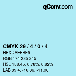 カラーコード: CMYK 29 / 4 / 0 / 4 | qconv.com