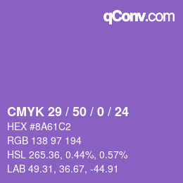 Color code: CMYK 29 / 50 / 0 / 24 | qconv.com