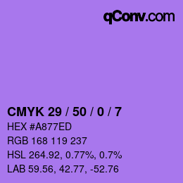 カラーコード: CMYK 29 / 50 / 0 / 7 | qconv.com