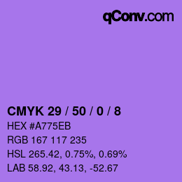 Color code: CMYK 29 / 50 / 0 / 8 | qconv.com