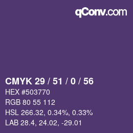 Color code: CMYK 29 / 51 / 0 / 56 | qconv.com