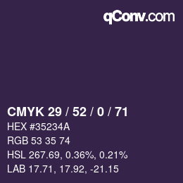 Color code: CMYK 29 / 52 / 0 / 71 | qconv.com