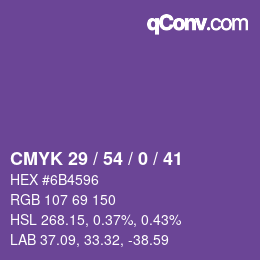 Color code: CMYK 29 / 54 / 0 / 41 | qconv.com