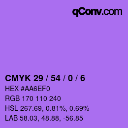 カラーコード: CMYK 29 / 54 / 0 / 6 | qconv.com