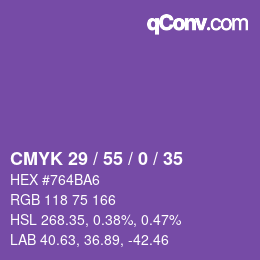 Color code: CMYK 29 / 55 / 0 / 35 | qconv.com