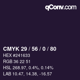 カラーコード: CMYK 29 / 56 / 0 / 80 | qconv.com