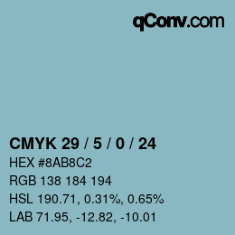 カラーコード: CMYK 29 / 5 / 0 / 24 | qconv.com