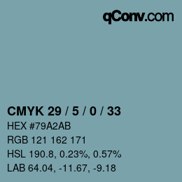 Color code: CMYK 29 / 5 / 0 / 33 | qconv.com