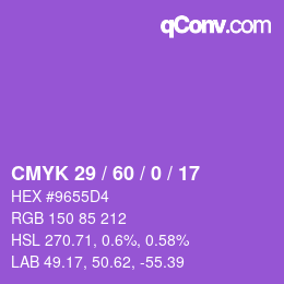 颜色代码: CMYK 29 / 60 / 0 / 17 | qconv.com