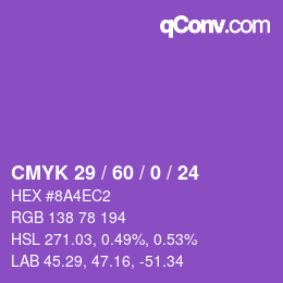 颜色代码: CMYK 29 / 60 / 0 / 24 | qconv.com