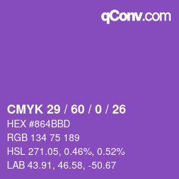 カラーコード: CMYK 29 / 60 / 0 / 26 | qconv.com