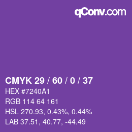 カラーコード: CMYK 29 / 60 / 0 / 37 | qconv.com
