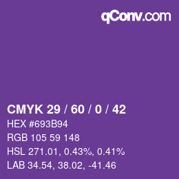 カラーコード: CMYK 29 / 60 / 0 / 42 | qconv.com